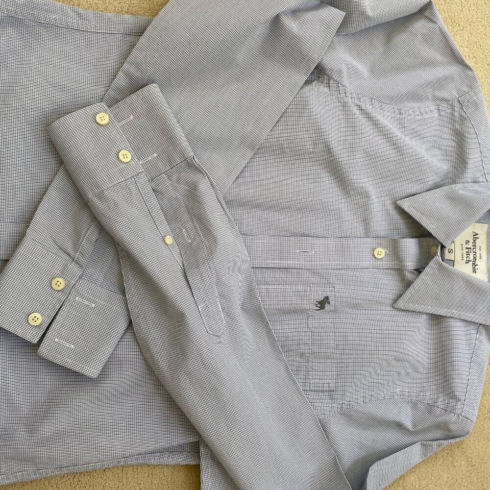 Abercrombie & Fitch Oxford cotton shirt. White with blue mesh color. Size S. - Picture 4 of 5